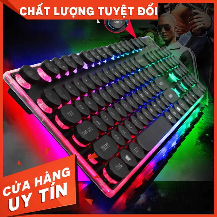 Bàn phím giả cơ Gaming RGB LED Keycap tròn JK705 màu đen I Gaming Keyboard  RGB Kingangja JK-705