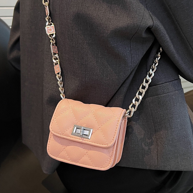 Túi Đeo Chéo Hình Vuông Cỡ Nhỏ Phối Dây Đeo Sợi Xích Thời Trang Cho Nữ