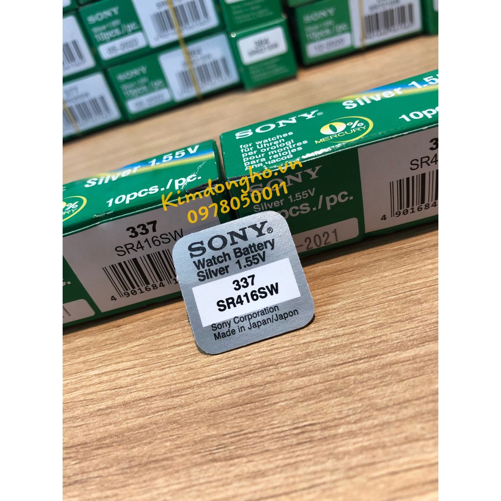 Pin SR416SW - 337 Silver / Pin cúc áo Oxit bạc SR416SW SONY vỉ 1 viên Pin 416