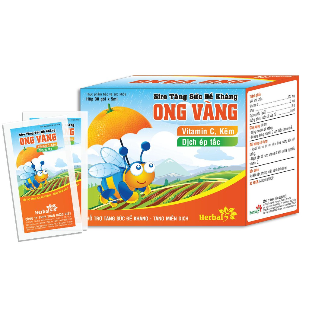 Siro tăng sức đề kháng Ong Vàng (Hộp 30 gói x 5ml)