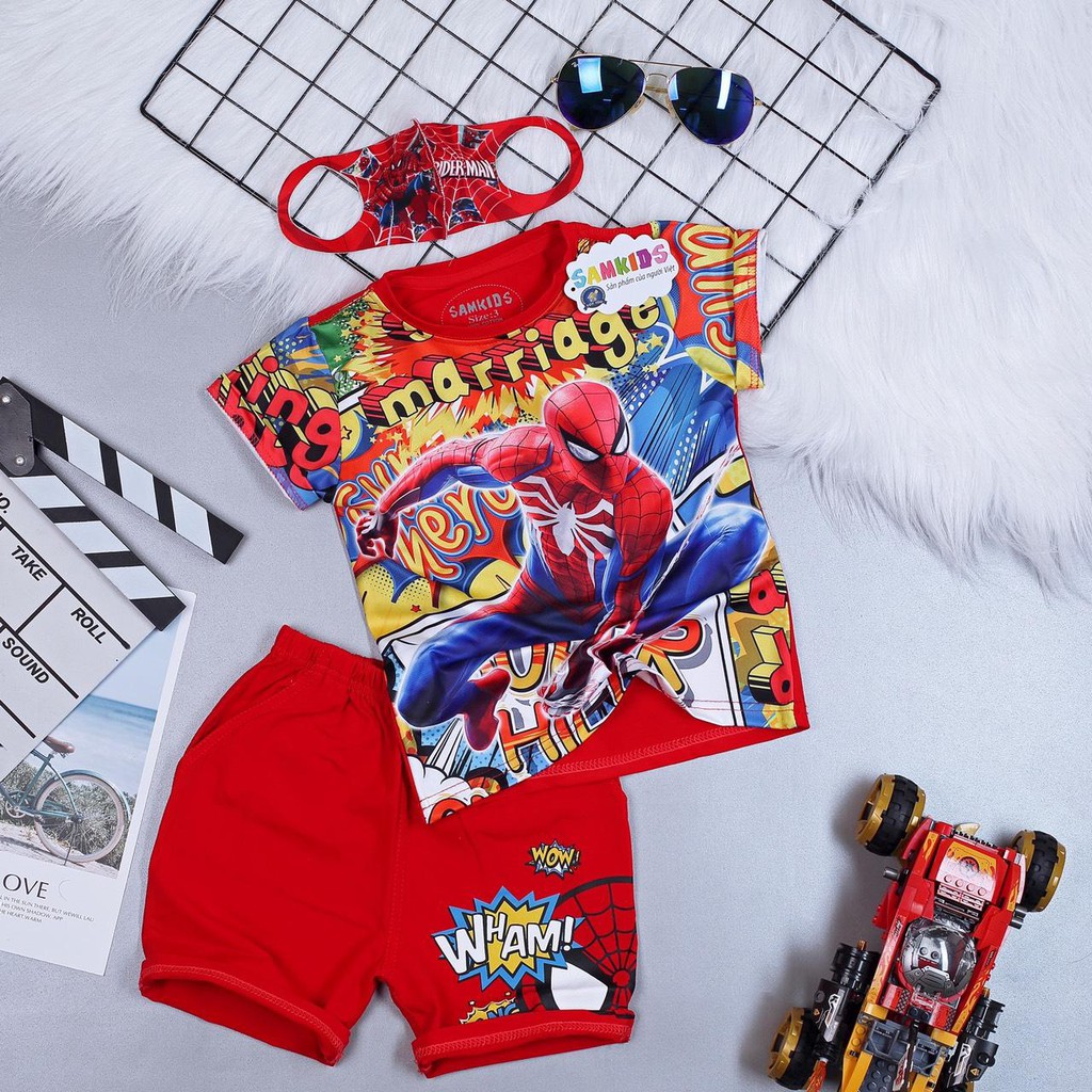 Bộ siêu nhân Nhện 3D tặng kèm khẩu trang cho bé - SAMKIDS