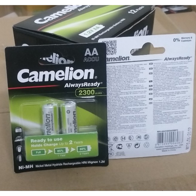 Pin sạc aa 2500mah, aa 2300mah Camelion màu xanh ( 2 viên/vỉ)