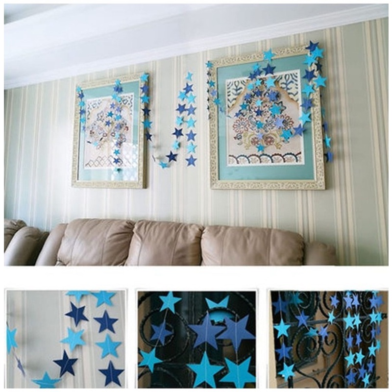 1 Dải Băng Rôn Hình Ngôi Sao Bằng Giấy Màu Đồng Treo Tường Trang Trí Phòng Ngủ / Sinh Nhật / Tiệc Giáng Sinh