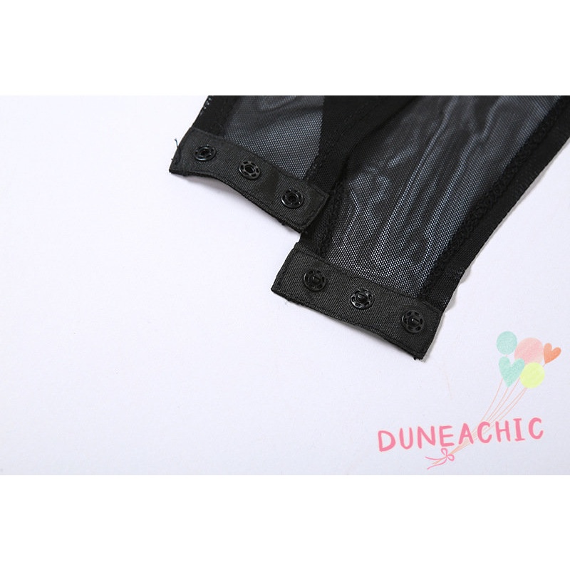 DUNEA Bộ Áo Liền Quần Cổ Tròn Gợi Cảm Kèm Găng Tay L0915