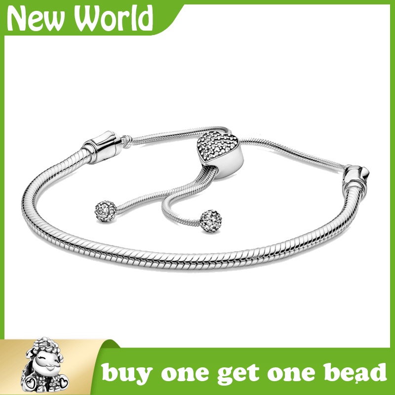 ❄☢♗Hạt Charm Pandora Mạ Bạc 925 Hình Trái Tim Và Logo S925 Dùng Làm Trang Sức Thủ Công DIY