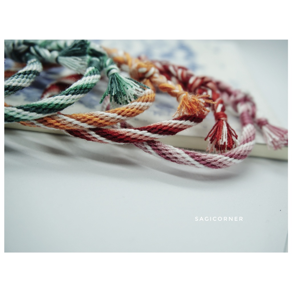 Vòng tay, chân kumihimo handmade bằng chỉ l Họa tiết xoắn màu ombre