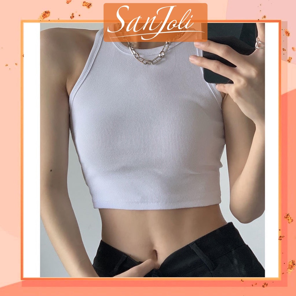 Áo Croptop Ba Lỗ Nữ SanJoli body kiểu thun sexy hở vai Hàn Quốc giá rẻ Kiểu dáng Ulzzang 2 màu đen Trắng AO013 | BigBuy360 - bigbuy360.vn