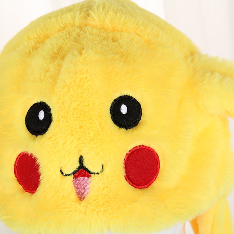 Thú Nhồi Bông Hình Pikachu Tai Thỏ Đội Mũ Tai Thỏ Dễ Thương Vui Nhộn Có Thể Tháo Rời