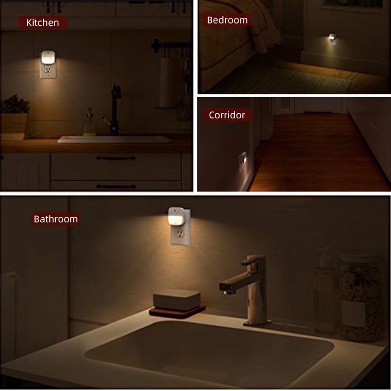 Đèn ngủ LICER LED cảm biến ánh sáng tiết kiệm năng lượng chiếu sáng ban đêm dành cho phòng trẻ em