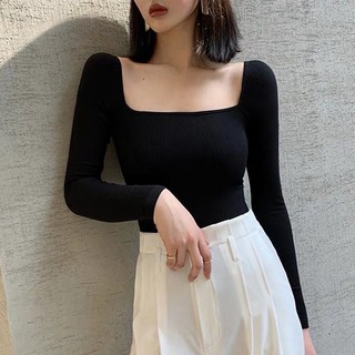 Áo Thun Nữ Tay Dài Cổ Vuông