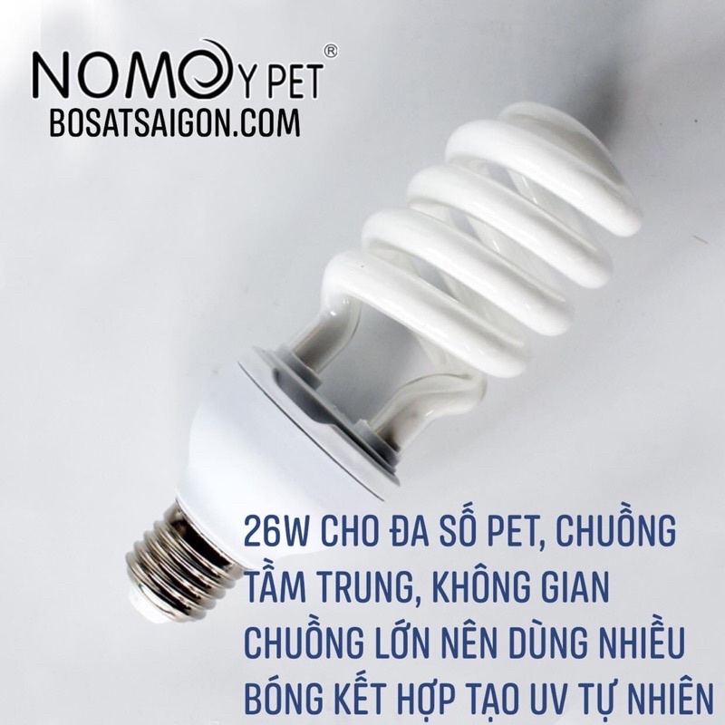 Đèn UVB bức xạ 5.0 - 10.0 Hấp thụ CANXI cho PET, bò sát, chim, rùa Chính Hãng NOMOY 13W - 26W. Giá rẽ 1 - Ship cấp tốc.