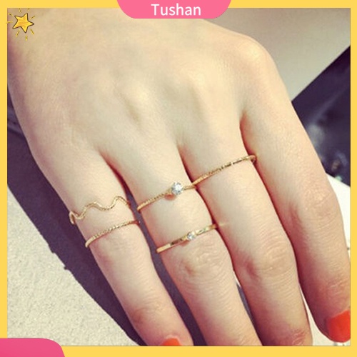 Bộ 5 nhẫn đeo tay thiết kế sáng tạo cho nữ