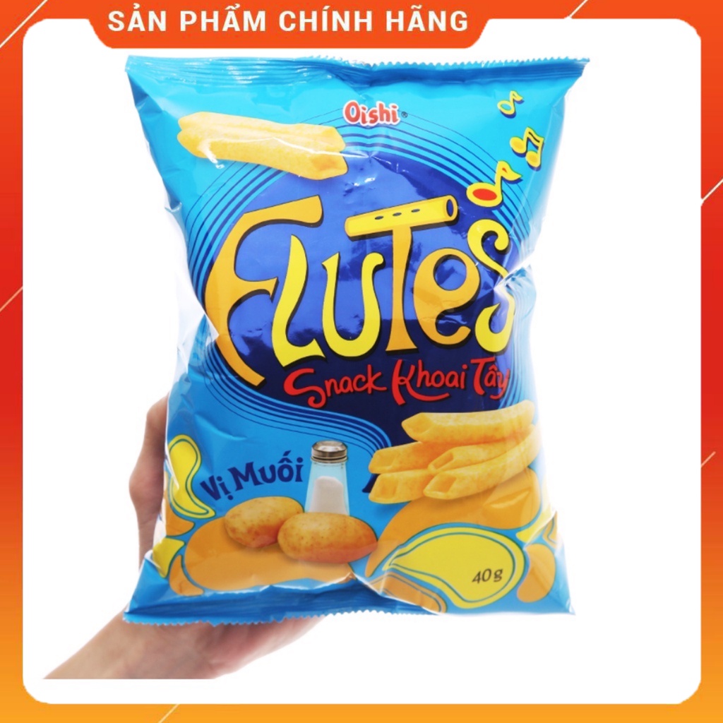 Bim Bim Snack Oishi Khoai Tây Flutes Vị Muối 35/40g-Ăn Vặt Sumo Snack
