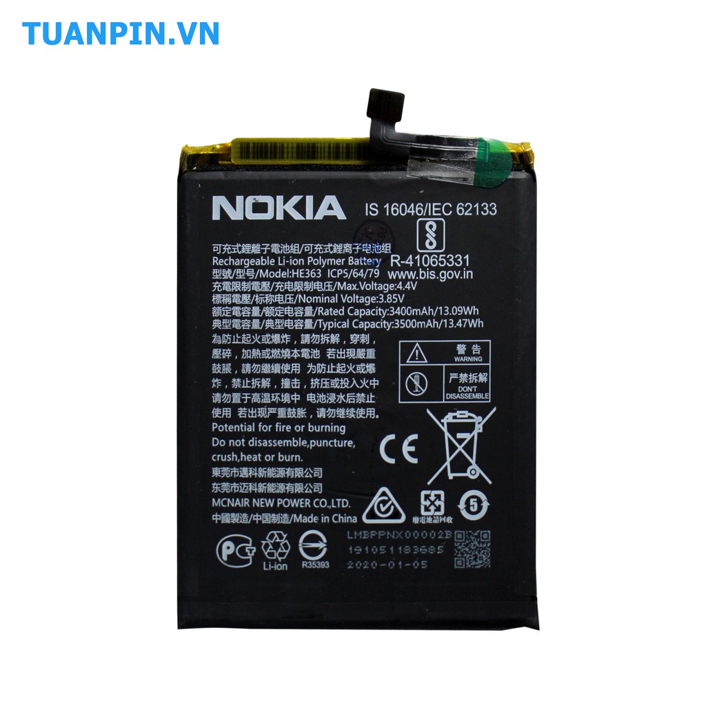 Pin Nokia X7 2018/ Nokia 8.1/ Nokia 3.1 Plus/ TA1131/ TA1119/ HE363 - BH 3 Tháng - Hoàn tiền 100% nếu không hài lòng