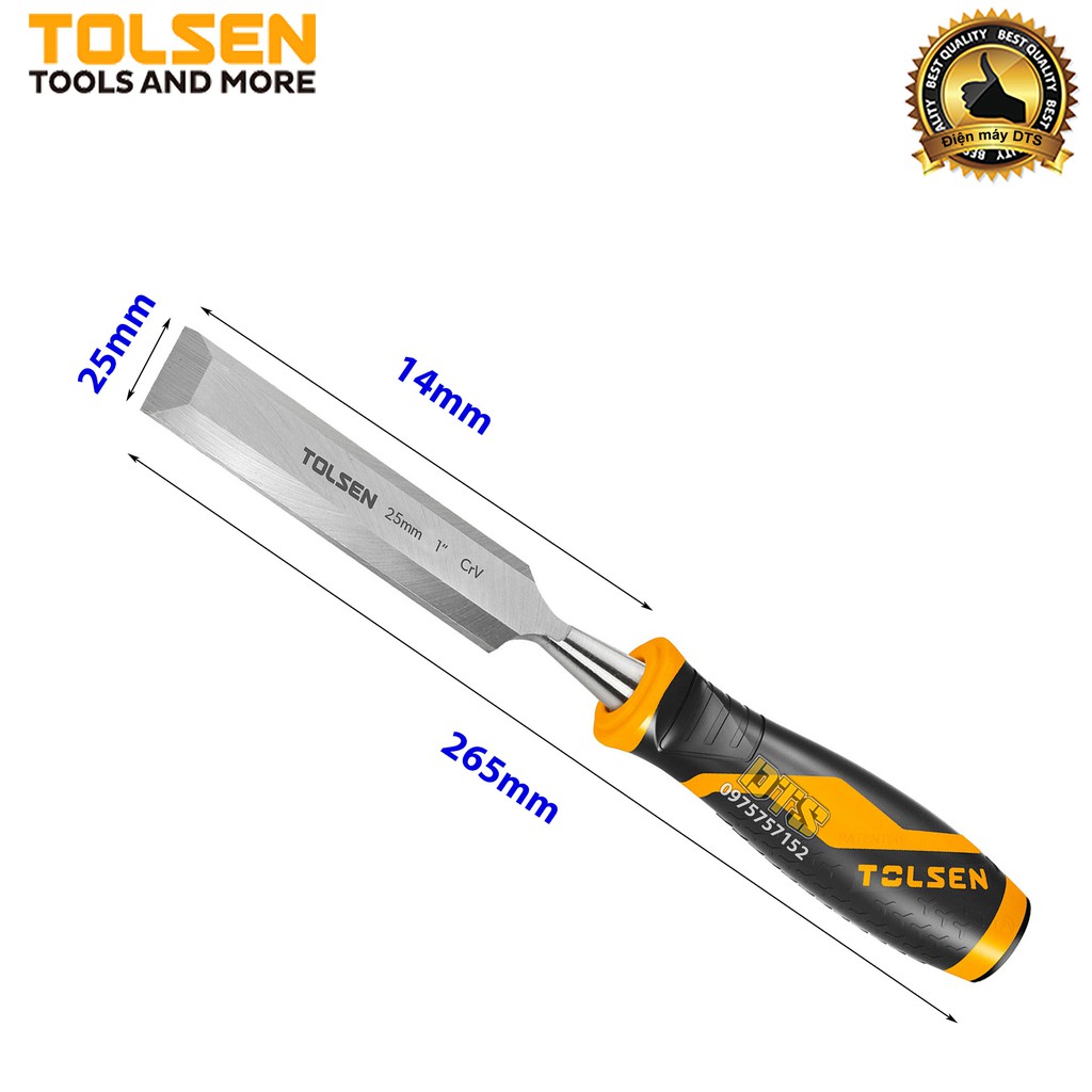 Đục gỗ mũi dẹt cầm tay chuẩn công nghiệp TOLSEN 25mm (1 inch) - Tiêu chuẩn xuất khẩu Châu Âu