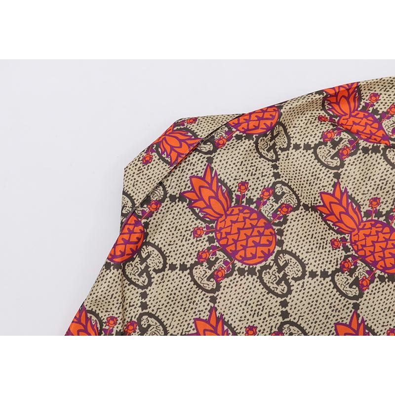 G &amp; U &amp; C-CI-- Áo Sơ Mi Ngắn Tay Họa Tiết Quả Dứa Thời Trang Mùa Hè Chất Lượng Cao