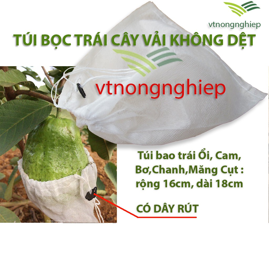 100 Túi bao Ổi, Cam, Na, Vú Sữa, kích thước 16x18cm, vải không dệt, túi bọc trái cây phòng ngừa sâu bệnh phá hoại