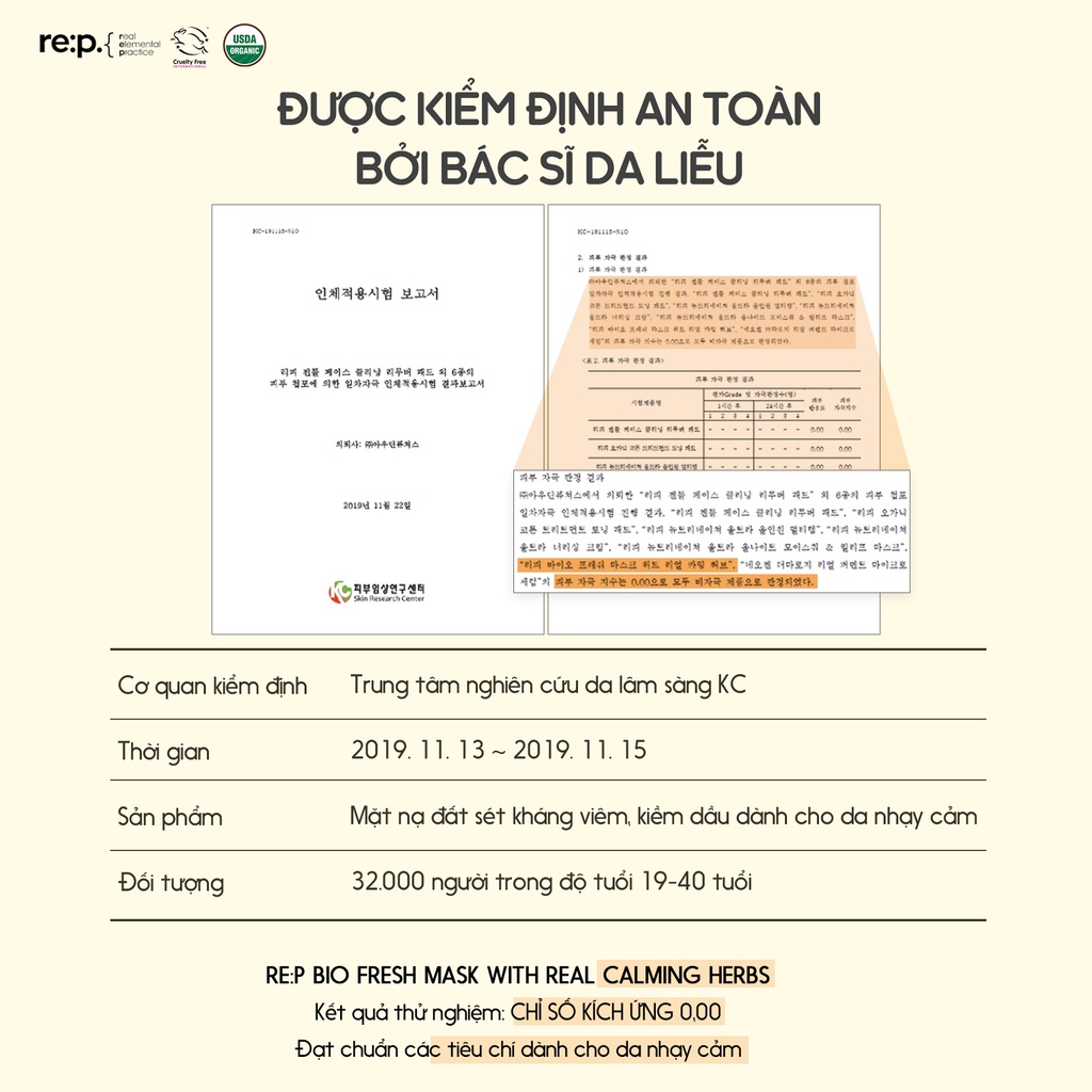 Mặt Nạ Đất Sét Hữu Cơ RE:P Bio Fresh Mask Giảm mụn, Kiềm dầu, Se khít lỗ chân lông