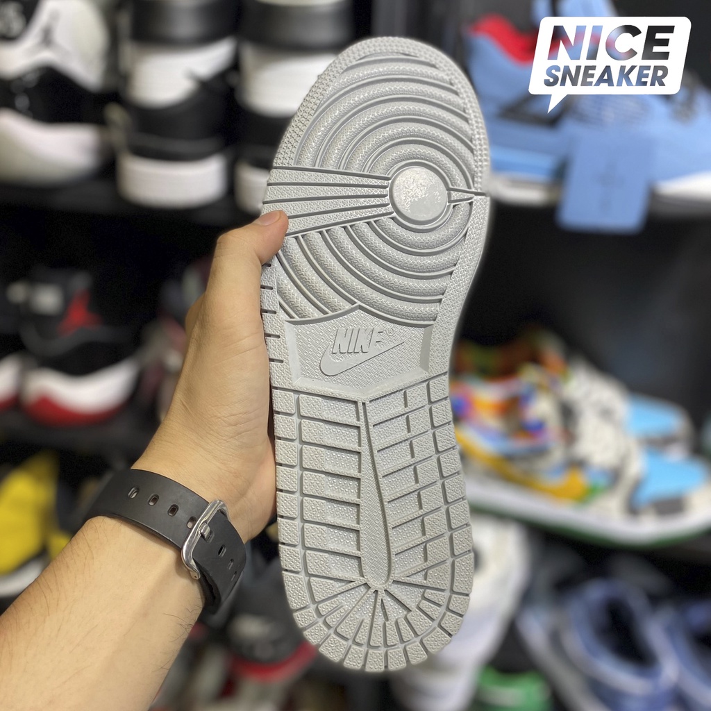 Giày Nike Air Jordan 1 Mid Light Smoke Grey ( xám/trắng/đen ) - Phiên bản 1:1 chuẩn | Nice Sneaker .