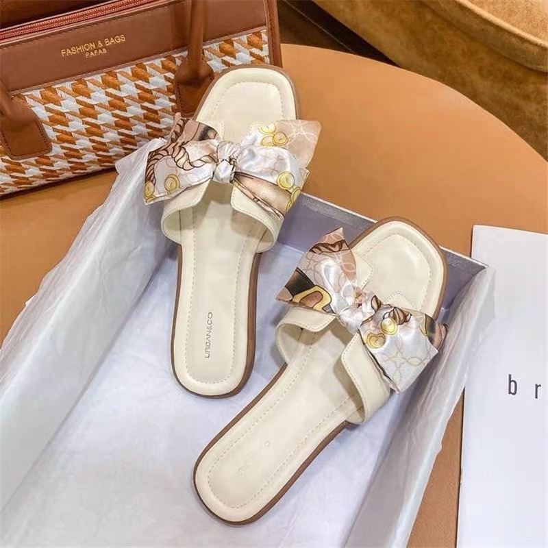 Dép H da mềm gắn nơ vải lụa BIG SIZE 35-43