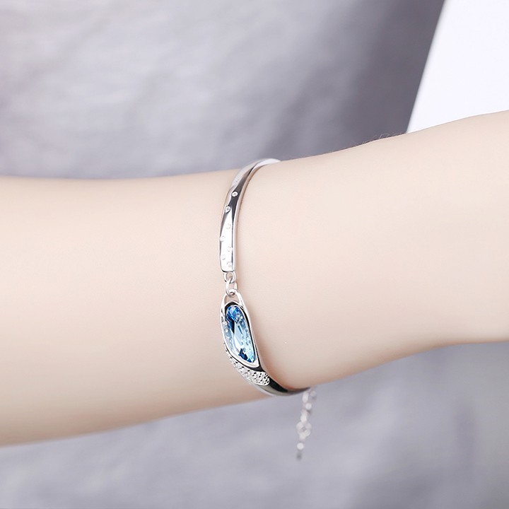 Lắc Tay Kiềng Nữ Bạc Ý S925 Huyền Thoại Biển Xanh LK-1330 Bảo Ngọc Jewelry