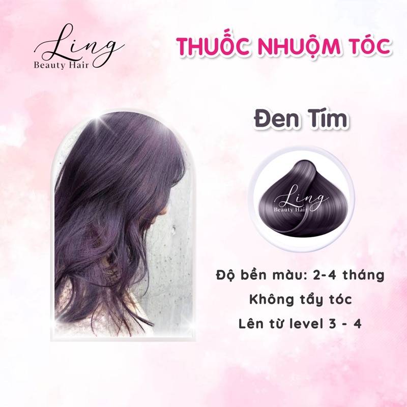 Thuốc nhuộm tóc màu ĐEN TÍM, không tẩy tóc lên từ nền nâu đen