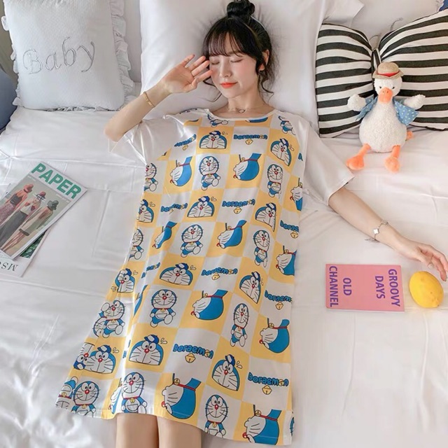 (ORDER) Váy ngủ lụa cộc tay hoạt hình cute, hàng Quảng Châu (20 mẫu - kéo ảnh xem thêm)