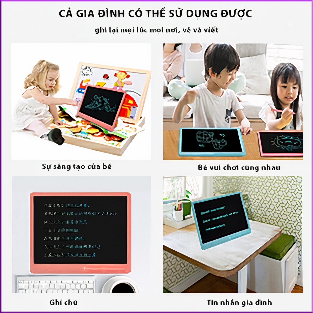 Bảng Viết Bảng Vẽ Điện Tử Thông Minh LCD Tự Động Xóa Thúc Đẩy Tư Duy Sáng Tạo Cho Bé 8.5 inch Bảo Hành 6 Tháng