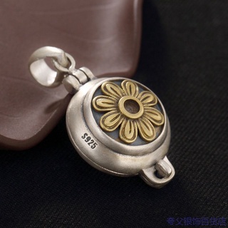 Mặt Dây Chuyền Bạc S925 Hình Hoa Hướng Dương Hở Hai Màu Phong Cách retroS925 pure silver retro sunflower double-color pendants can open the ga bla