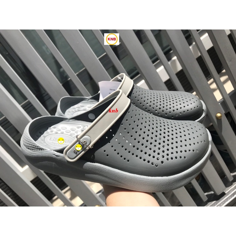 Dép Cross Literide Nam Nữ Màu Xám- FREESHIP + Hàng loại 1 - giày sục sandal Crocs quai ngang bít đầu nam nữ,xịn xò