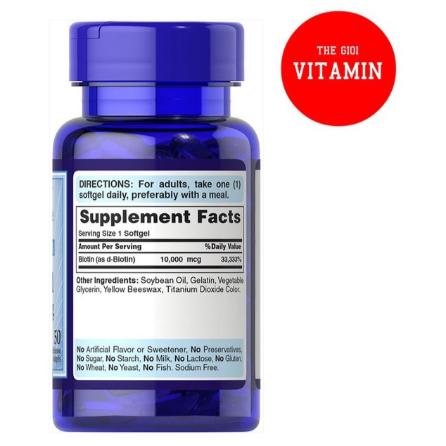 [Puritan's Pride] Viên uống làm đẹp tóc và da Biotin 10000mcg- 100 viên nhập khẩu Mỹ