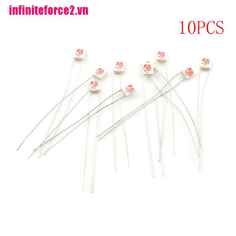 Bộ 10 Cầu Chì Nhiệt M20 TF 115 Chất Lượng Cao°C 250v 2A