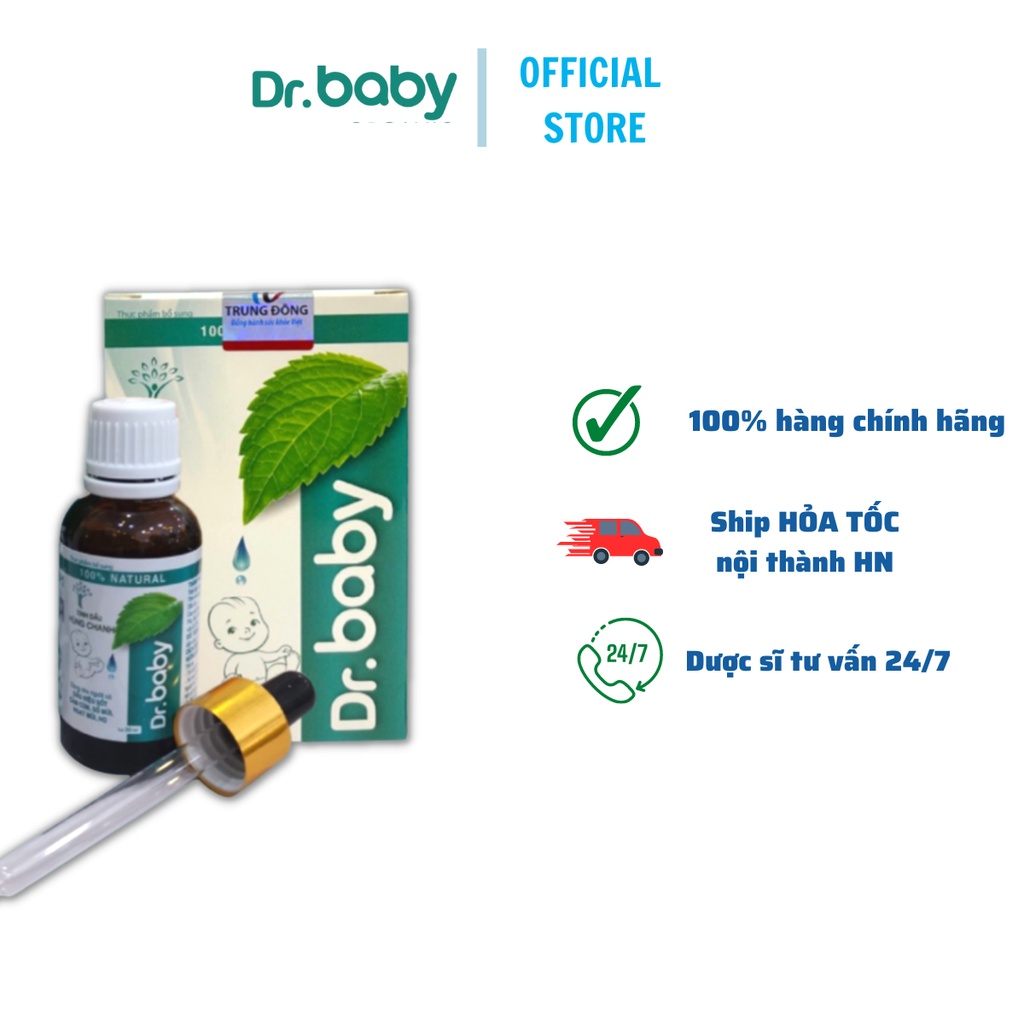 Tinh dầu húng chanh Dr.Baby giảm ho cảm lạnh sổ mũi nghẹt mũi tăng sức đề kháng cho bé