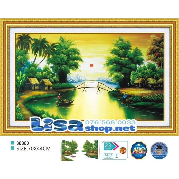 Tranh thêu PHONG CẢNH 88880 (70x44cm) chưa thêu 3d