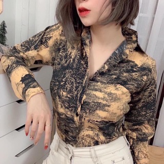 Áo sơ mi loang siêu hot - áo sơ mi lụa