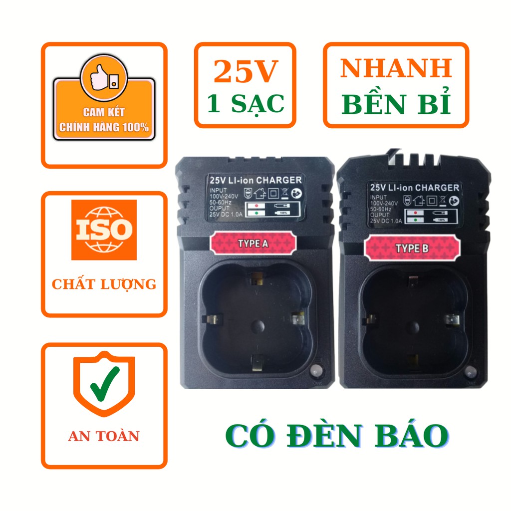Sạc pin Adapter máy khoan bắt vít 25V Type A B