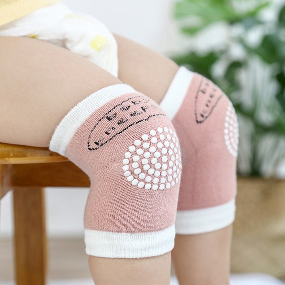Cặp miếng đệm bảo vệ đầu gối/ khuỷu tay lưới cotton thoáng khí dày dặn chống trượt giữ ấm nhiều màu cho bé tập bò