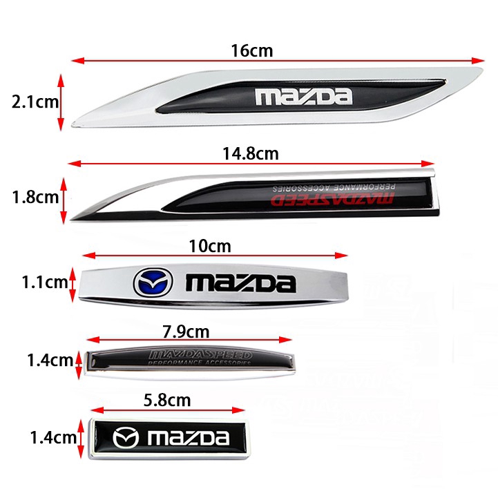Set 2 miếng dán kim loại trang trí xe hơi Mazda Mx3 Mx5 Speed Cx9 Cx7 Cx5