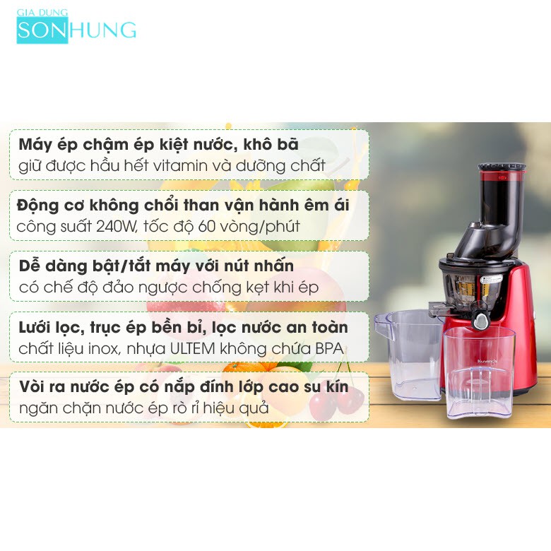 MÁY ÉP TRÁI CÂY TỐC ĐỘ CHẬM KUVINGS C7000 CÔNG SUẤT 240W XUẤT XỨ HÀN QUỐC