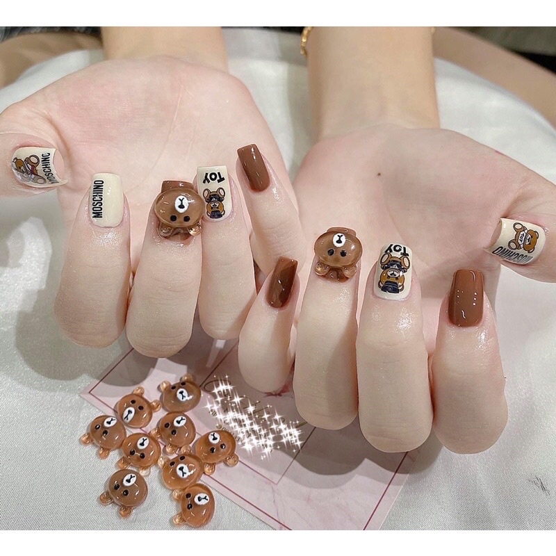 Phụ kiện gấu nâu trang trí móng tay