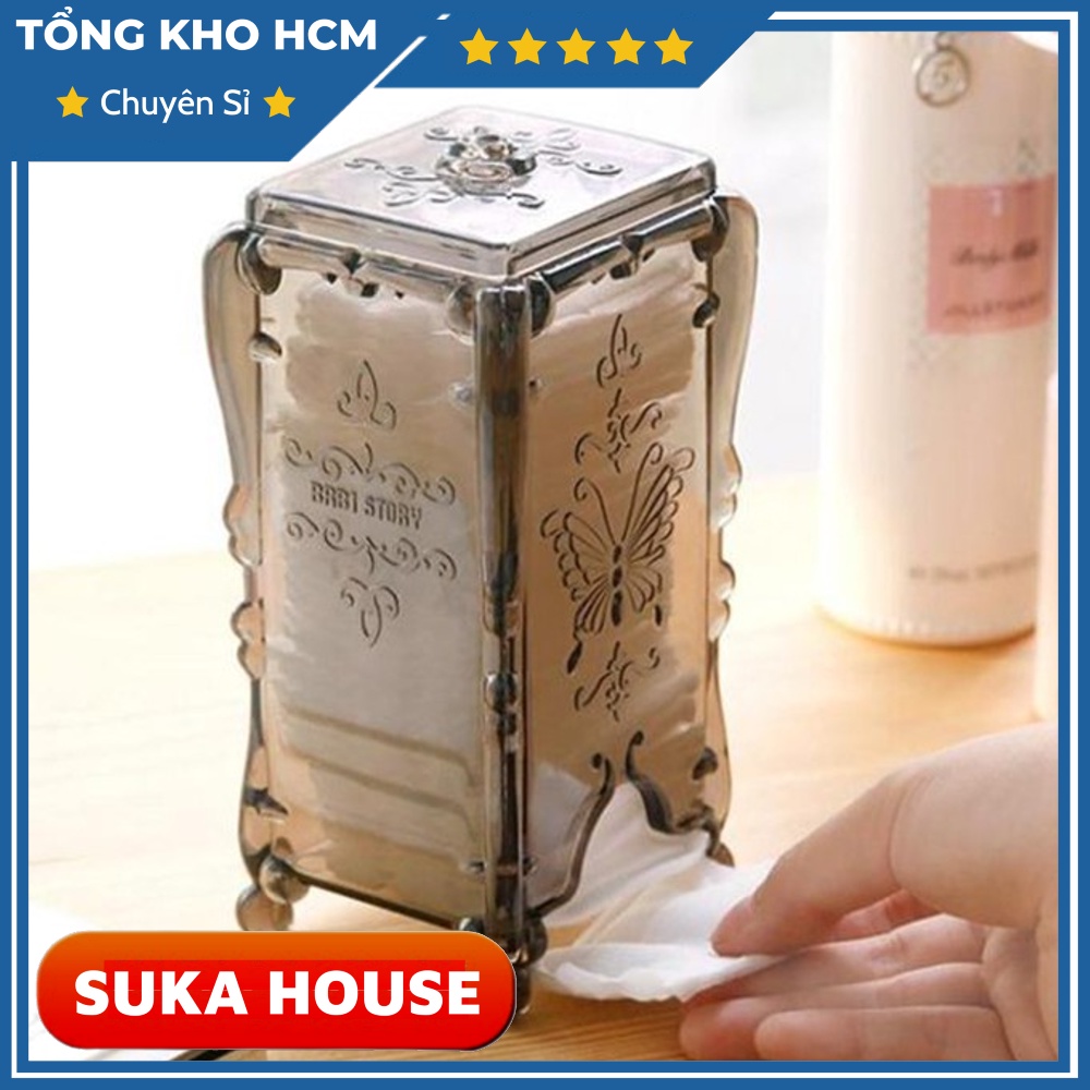 Hộp Đựng Bông Tẩy Trang Chống Bụi Có Nắp SUKAHOUSE H027