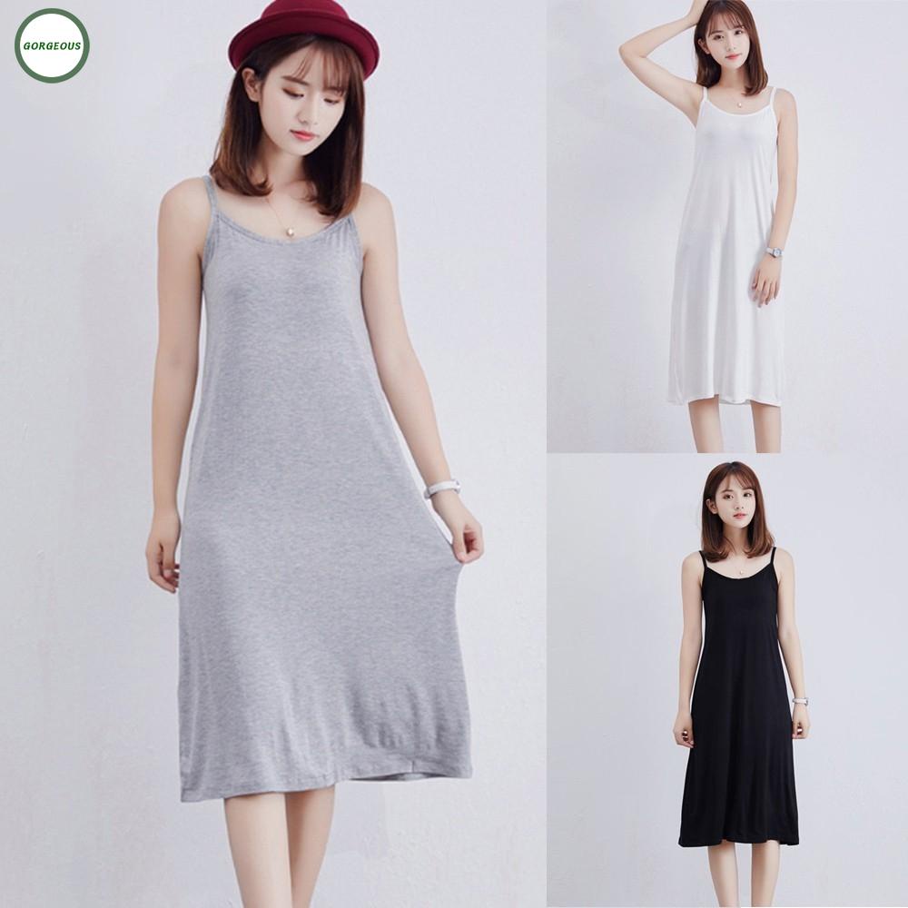 Đầm hai dây dáng dài màu trơn thời trang cho nữ
 | BigBuy360 - bigbuy360.vn