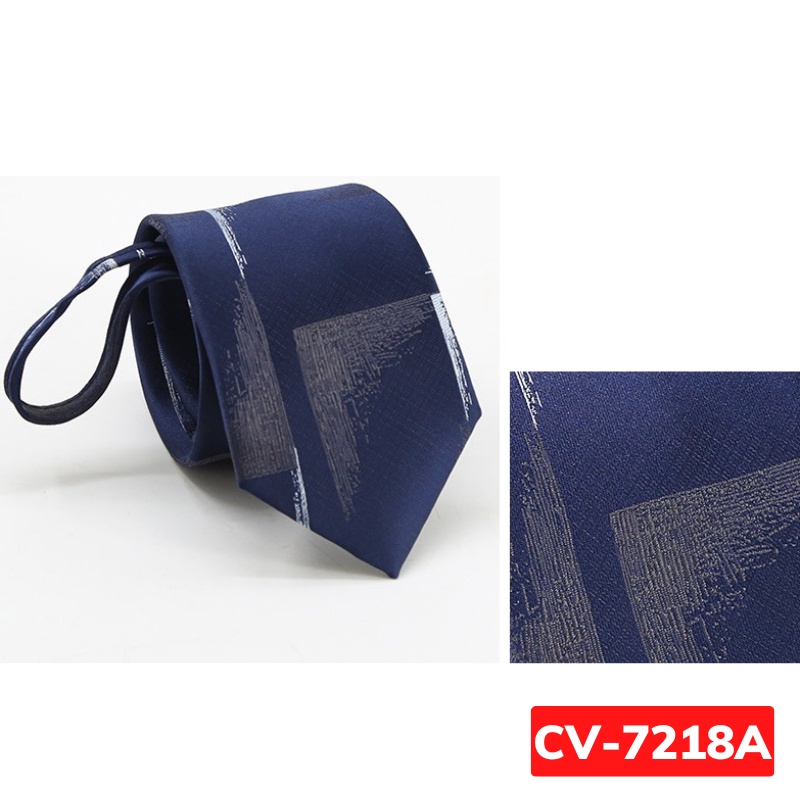 Calavat Nam 7cm thắt sẵn khóa kéo màu xanh đậm, Cavat công sở, Cà vạt chú rể, Cravat dự tiệc