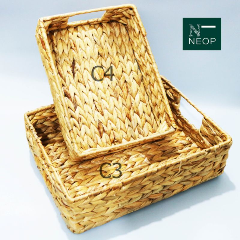 Khay Đan Lục Bình Đựng Đồ Dùng Nhiều Kích Thước - Màu Tự Nhiên Vintage
