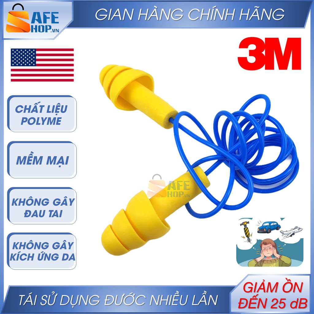 Nút Bịt Tai Chống Ồn 3M Ultrafit 340-4004 | Chính Hãng | Nút Tai 3 Tầng Cách Âm, Chống Nước Vào Tai, Chống Bụi Bẩn