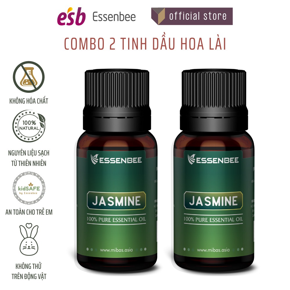 Combo 2 chai Tinh dầu thiên nhiên Hoa Lài - Essenbee (20ml/chai)