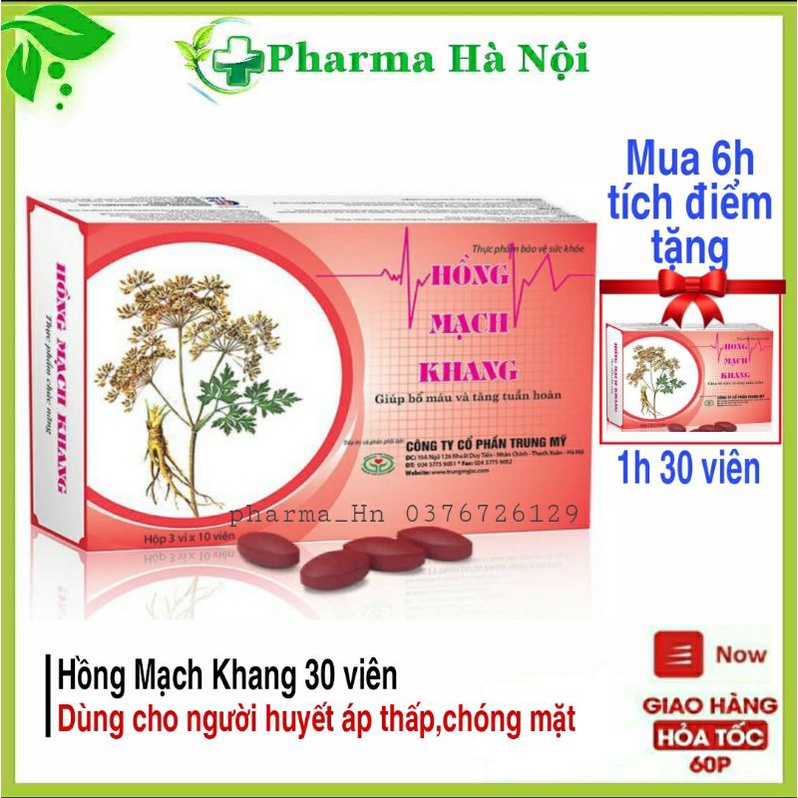 Hồng Mạch Khang - Cho người huyết áp thấp,chóng mặt,đau đầu, mất ngủ