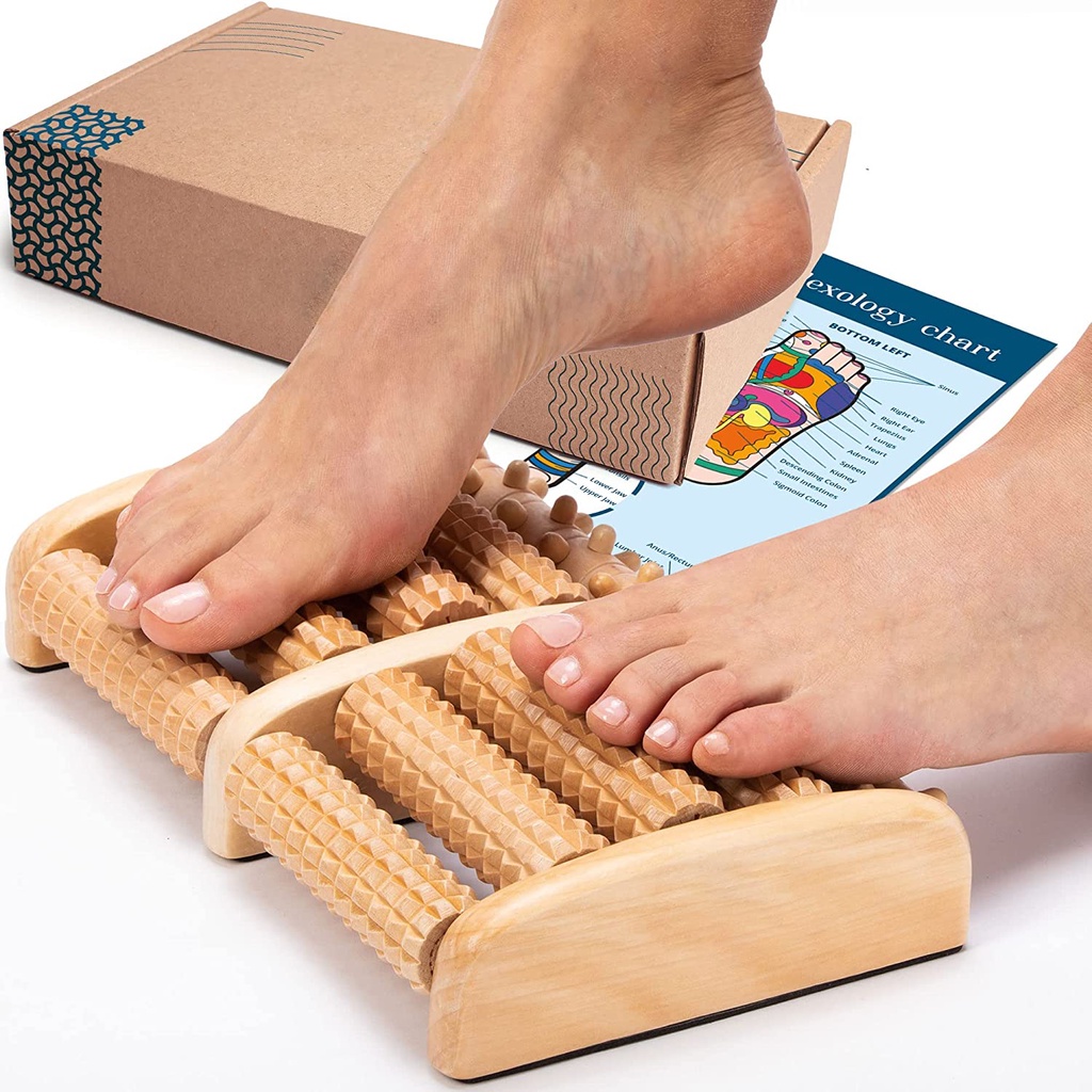 Bàn Lăn Chân Bằng Gỗ AjiDO, Massage Bấm Huyệt Bàn Chân, Lưu Thông Khí Huyết