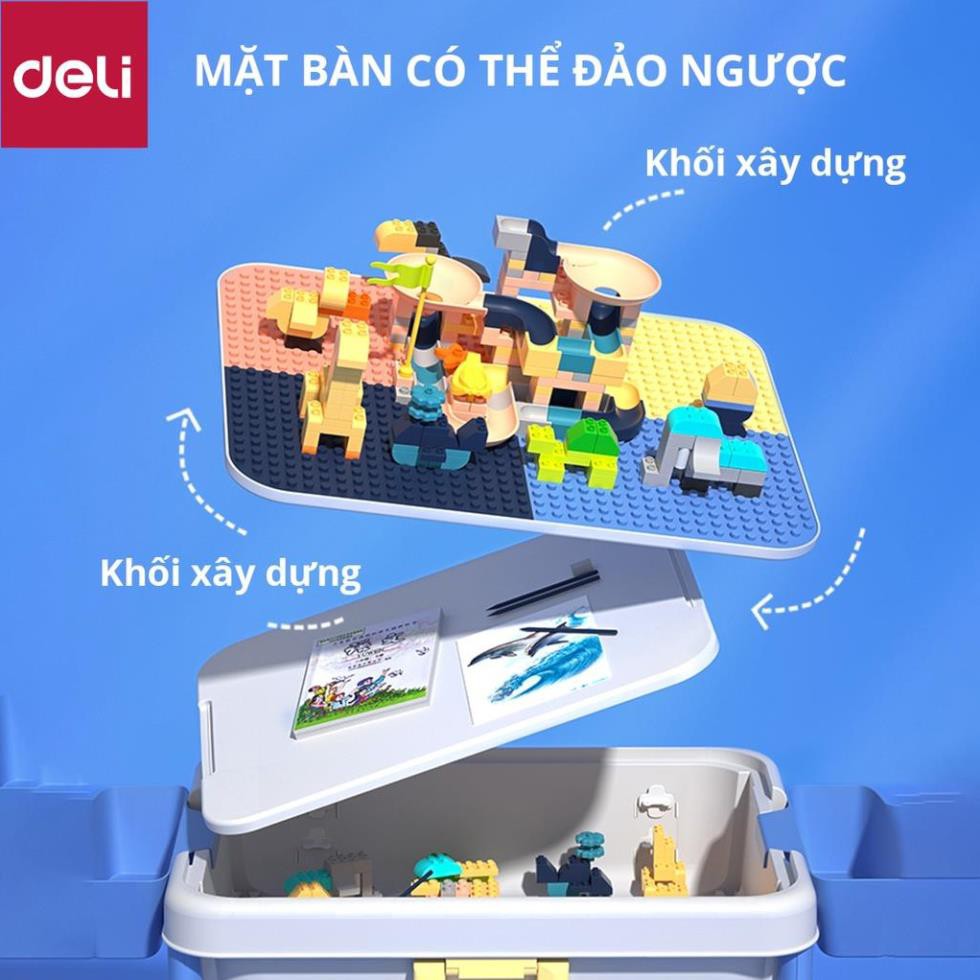 Bộ bàn ghế đồ chơi xếp hình cho bé Deli - có thể gấp gọn làm bàn học - 74541 [Deli]