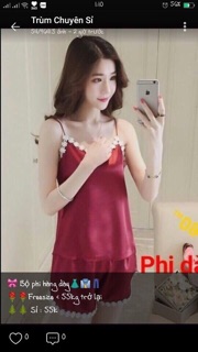 Set bộ phi lụa dây phối ren hoa